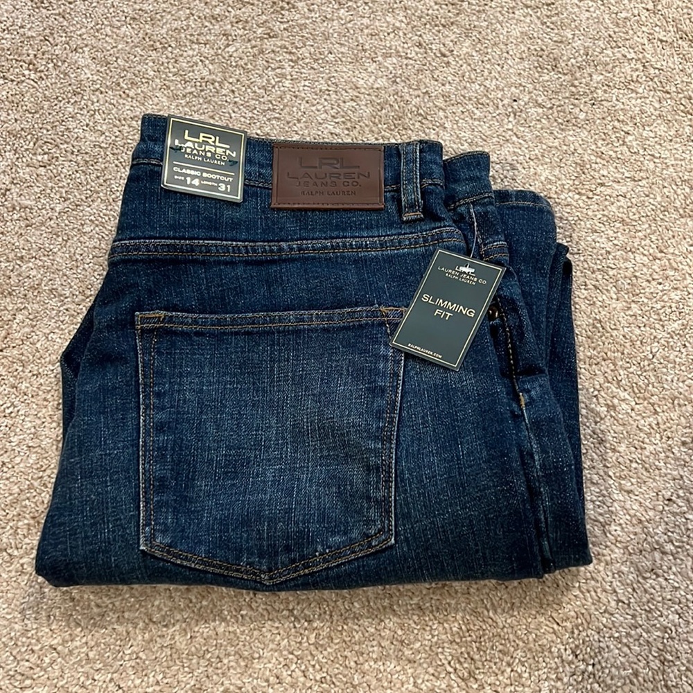 LRL Lauren By Ralph Lauren Slimming Fit Classic Bootcut Denim Jeans